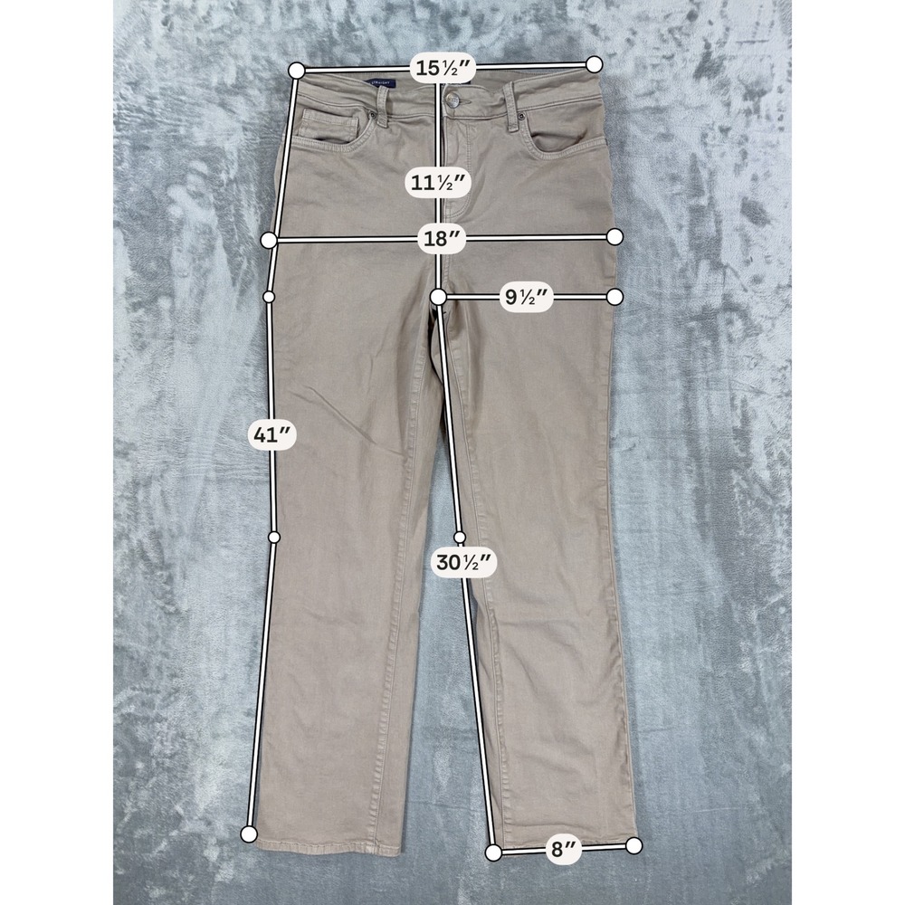 NYDJ Marilyn Straight Leg Pants Tan Khaki Lift Tuck Technology Womens 10 - Picture 6 of 7